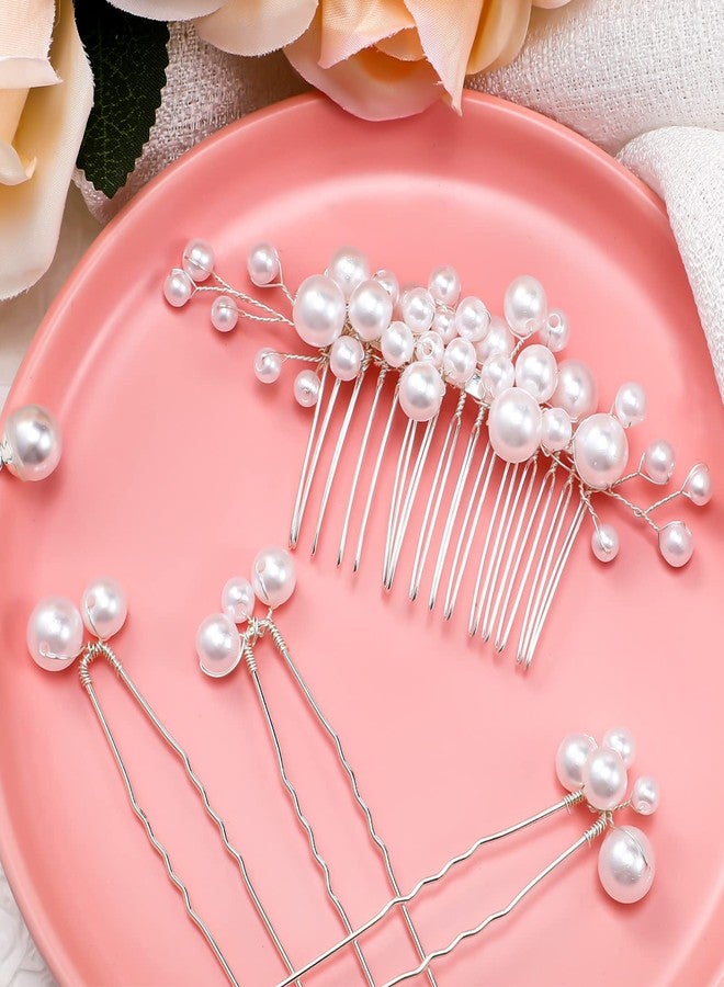 Geosar 9 Pcs Wedding Hair Accessories Pearl Hair Pins Women Vintage Hairs Piece Bridal Accessories for Bride Bridesmaids(Silver,Elegant Style) - Image 5